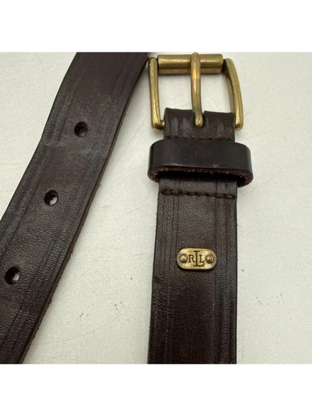 Lauren Ralph Lauren Women’s Brown Leather Belt Size M Brass Buckle